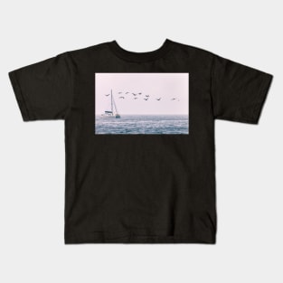 Boat and Pelicans Kids T-Shirt